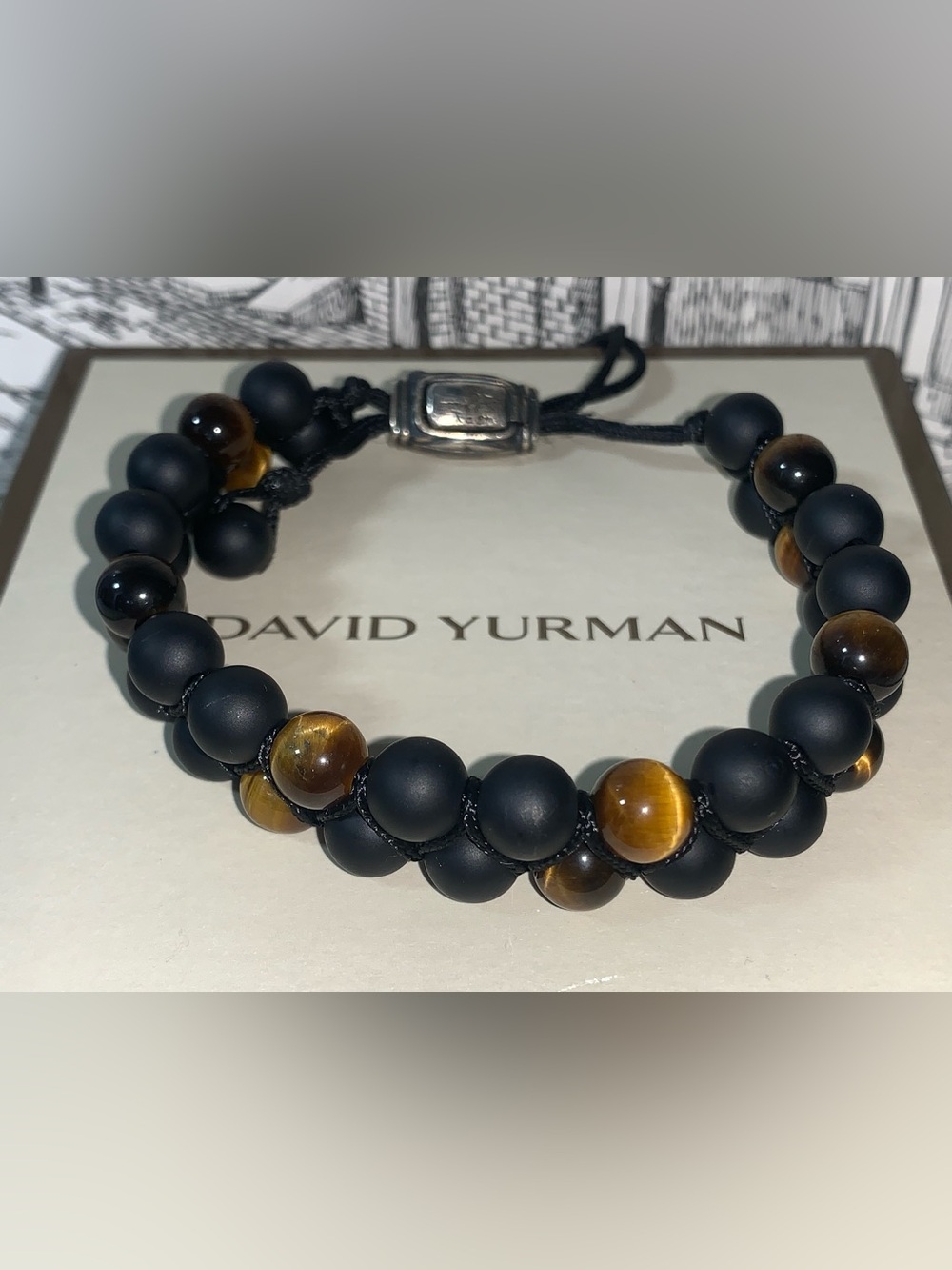 David Yurman Spiritual Beads Two-Row Woven Bracelet w/ Black Onyx & Tiger's Eye - Picture 8 of 16